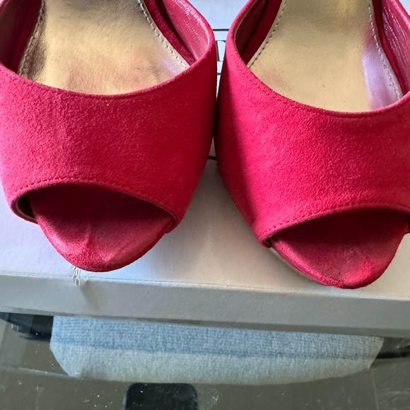 Steve Madden red suede open toe platform high heels - Picture 8 of 10